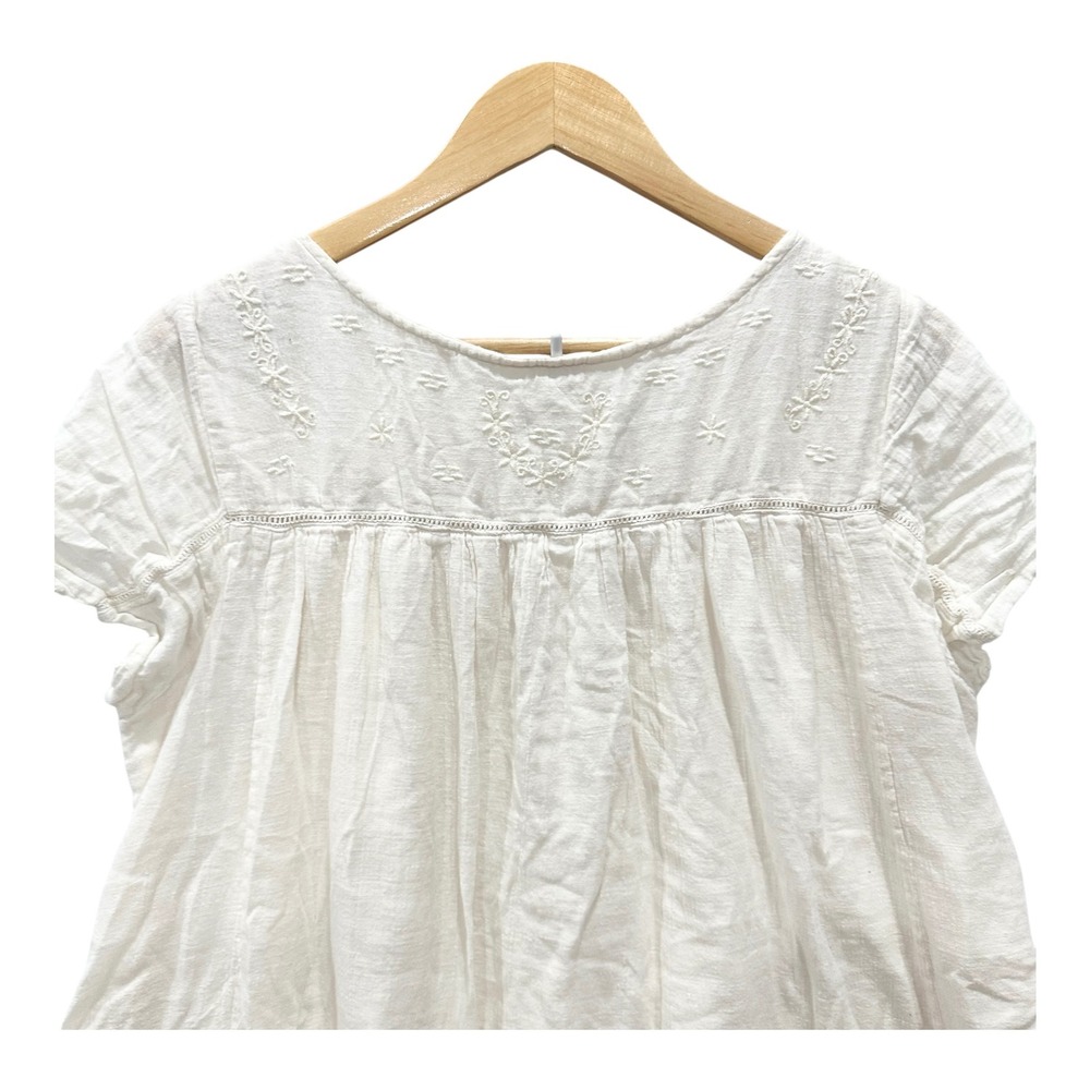 April Cornell Womens L White Cotton Embroidered Midi Dress Cottagecore Prairie - Picture 4 of 8